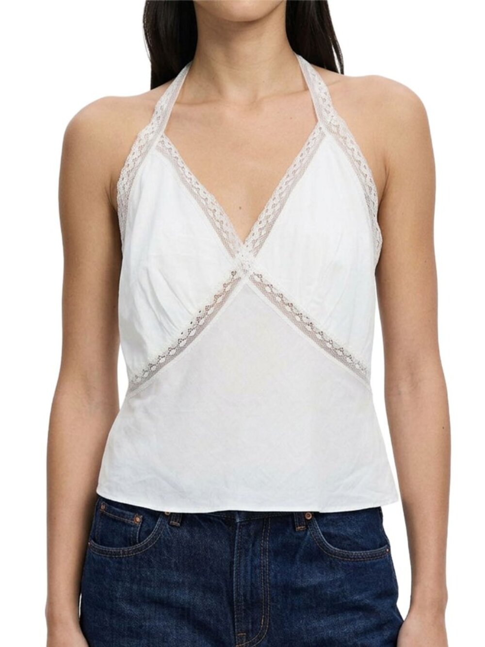 NWT Reformation Monica Top White Cotton Blend Halter Open Back S